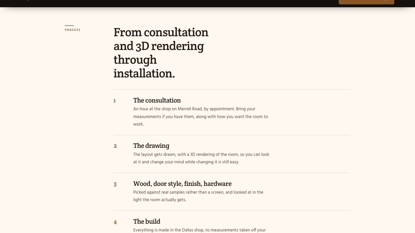 The process section of the new homepage