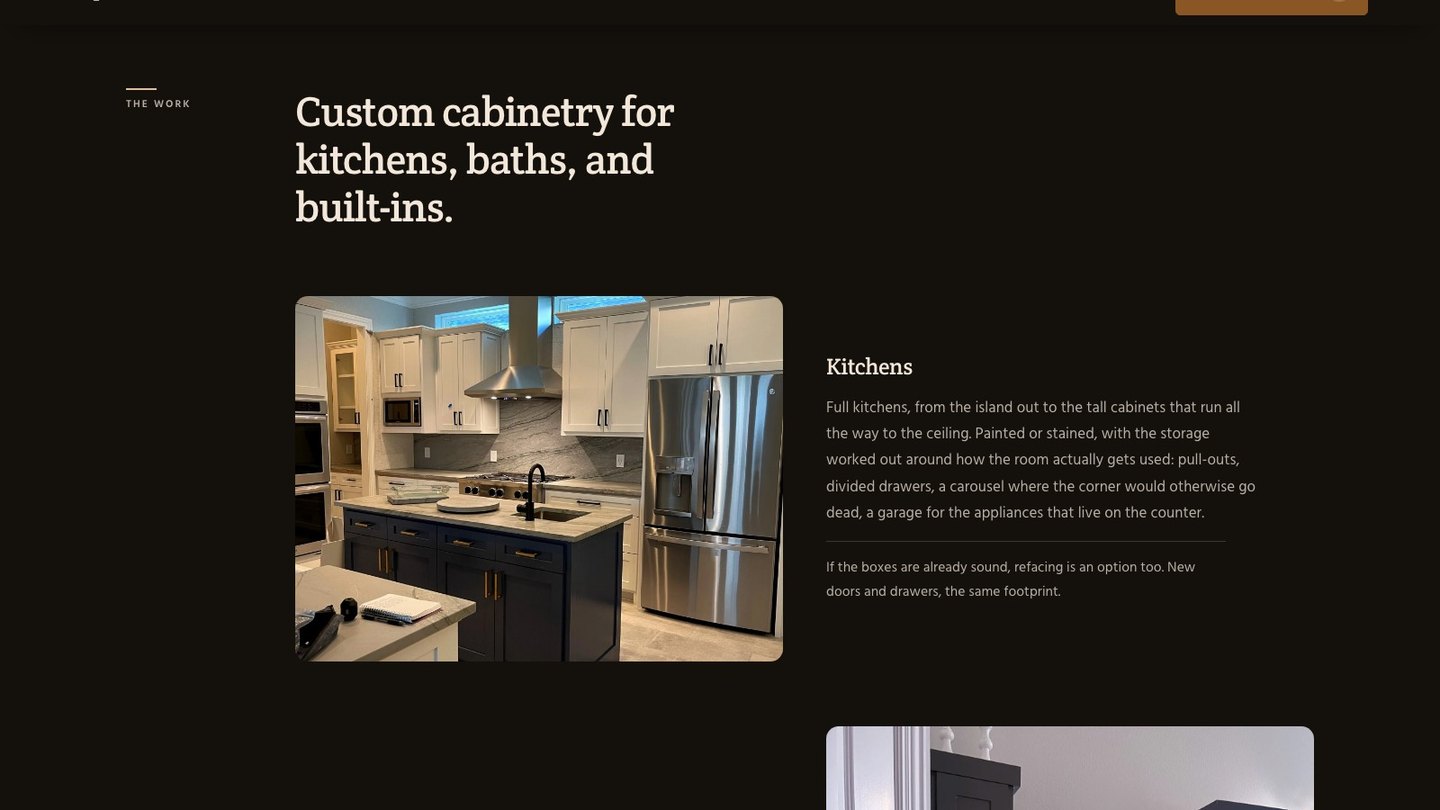 The work section of the new homepage